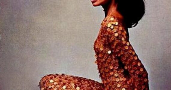 Picture of Donyale Luna the first black supermodel in designer dress from a photo shoot